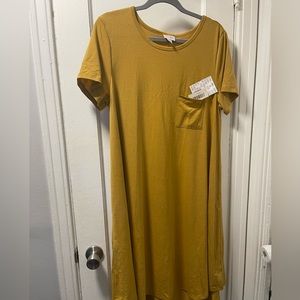New Lularoe mustard Carly dress size large